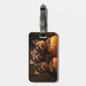 Étiquette À Bagage Yorkshire Terrier Chiot Automne Citrouille délice (Dos Vertical)