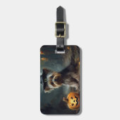 Étiquette À Bagage Yorkshire Terrier Citrouilles Halloween effrayant (Devant Vertical)