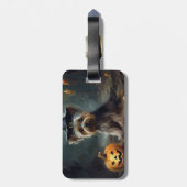 Étiquette À Bagage Yorkshire Terrier Citrouilles Halloween effrayant (Dos Vertical)