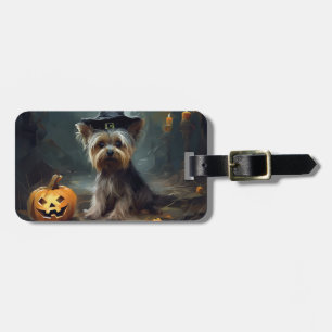 Étiquette À Bagage Yorkshire Terrier Citrouilles Halloween Épouvantab