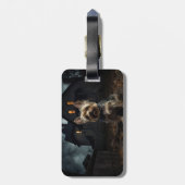 Étiquette À Bagage Yorkshire Terrier Halloween effrayant (Dos Vertical)