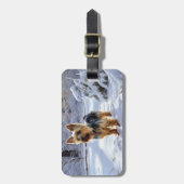 Étiquette À Bagage Yorkshire Terrier Laisser Neige Noël (Devant Vertical)