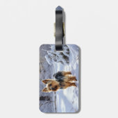 Étiquette À Bagage Yorkshire Terrier Laisser Neige Noël (Dos Vertical)