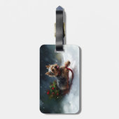 Étiquette À Bagage Yorkshire Terrier neige de Noël hiver (Dos Vertical)