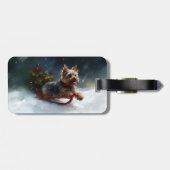 Étiquette À Bagage Yorkshire Terrier neige de Noël hiver (Dos horizontal)