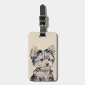 Étiquette À Bagage Yorkshire Terrier Puppy Peinture Chien original (Devant Vertical)