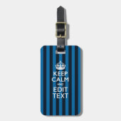 Étiquette À Bagage Your Text on Keep Calm Blue Stripes Style (Devant Vertical)