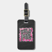 Étiquette À Bagage Zebra Hot Rose et White Wild Me (Devant Vertical)