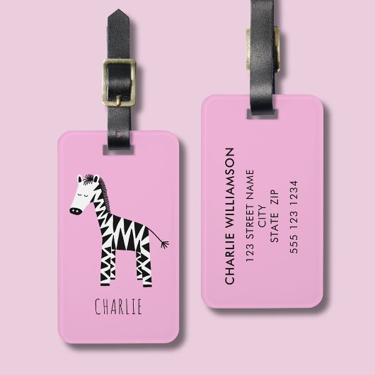 Étiquette À Bagage Zebra mignon enfants