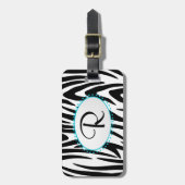 Étiquette À Bagage Zebra Stripe Monogramme (Devant Vertical)