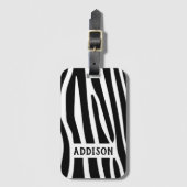 Étiquette À Bagage Zèbre moderne rayé personnalisé (Devant Vertical)