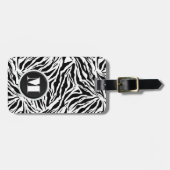 Étiquette À Bagage Zèbre monogramme rayures (Devant horizontal)