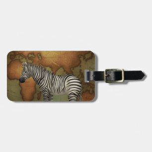 Étiquette À Bagage Zèbre sur la carte de l'hémisphère Est néo-victori