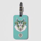 Étiquette À Bagage Zenart motif Husky Dog Blue Husky Face (Devant Vertical)