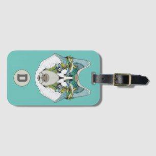 Étiquette À Bagage Zenart motif Husky Dog Blue Husky Face