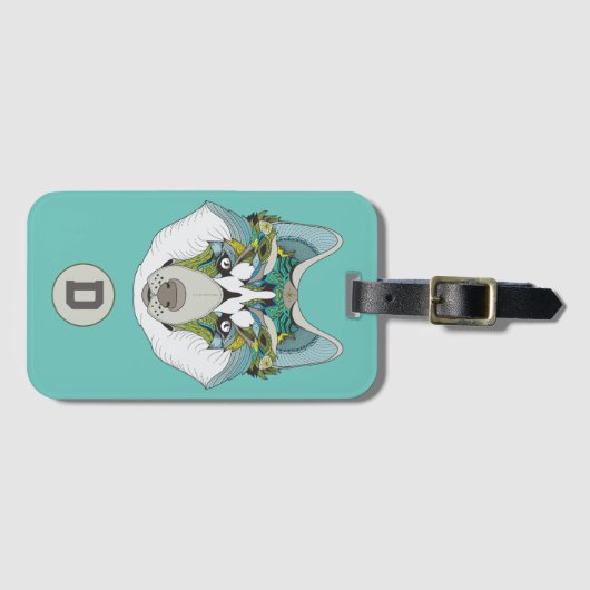 Étiquette À Bagage Zenart motif Husky Dog Blue Husky Face (Devant Horizontal)