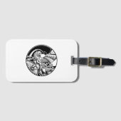 Étiquette À Bagage Zendala abstrait noir et blanc sur le cercle (Devant Horizontal)