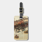 Étiquette À Bagage Zeppelin Steampunk vintage (11) (Devant Vertical)