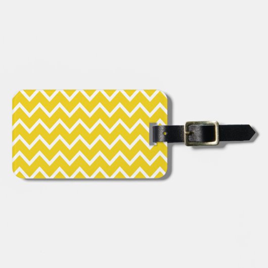 Étiquette À Bagage Zigzag jaune citron Chevron (Devant horizontal)