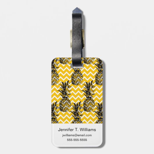 Étiquette À Bagage Zigzags d'ananas (Dos Vertical)