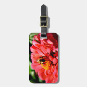 Étiquette À Bagage Zinnia corail avec bourdon (Devant Vertical)