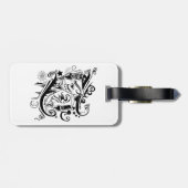 Étiquette À Bagage Zodiac - Gemini - Noir & Blanc (Dos horizontal)