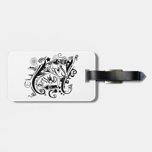 Étiquette À Bagage Zodiac - Gemini - Noir & Blanc (Dos horizontal)