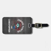 Étiquette À Bagage Zombie Hunter with Blood Splatter Creepy (Devant horizontal)