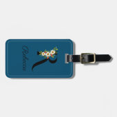 Étiquette à bagages Monogramme R cobalt (Devant horizontal)