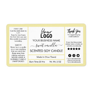 Étiquette à bougie de soja parfumé Vanille douce m
