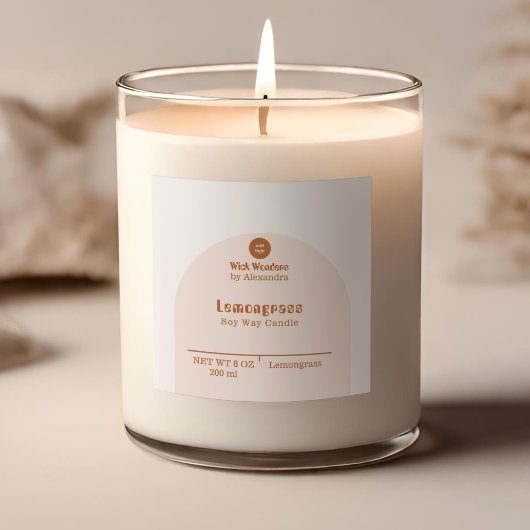 Étiquette à bougie en terre cuite rose rétro