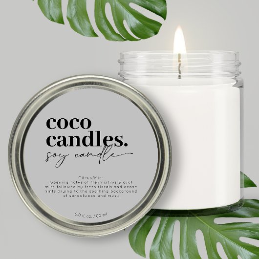 Étiquette à bougie moderne ronde