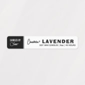 Étiquette à bougie noir et blanc mince (Design 1)