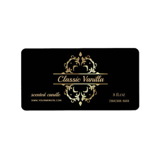 Étiquette à bougie parfumé à cadre doré de luxe