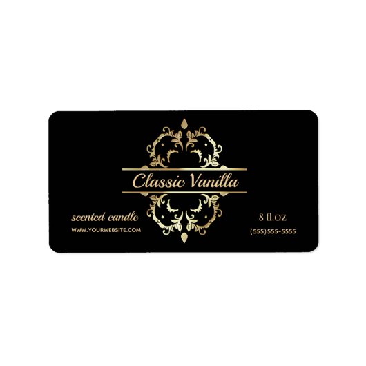 Étiquette à bougie parfumé à cadre doré de luxe (Devant)