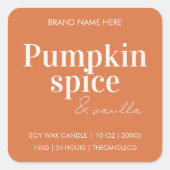 Étiquette à bougie personnalisée Citrouille épice  (Devant)