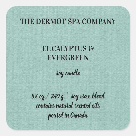 Étiquette à bougie vert modifiable (Devant)