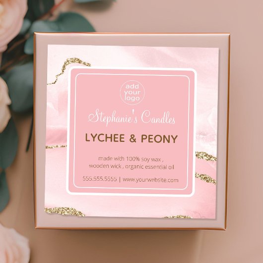 Étiquette à bougies Ajouter votre logo Marbre & Pa