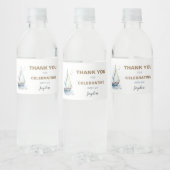 Étiquette à bouteille à voilier modifiable - Bleu (Bouteilles)