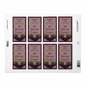 Étiquette à bouteille de vin rouge avec raisins (Feuille entière)