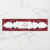 Étiquette à bouteille d'eau Quinceanera Floral Rou (Étiquettes simples)