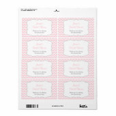 Étiquette à bouteille d'eau rose et gris Chevron (Feuille entière)