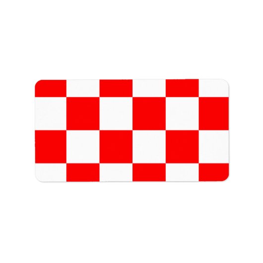 Étiquette à damiers grand - blanc et rouge (Devant)