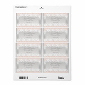 Étiquette à eau Mariage Floral Peach et Silver (Feuille entière)