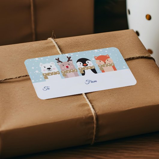 Étiquette A et de Reindeer, Ours polaire, Pingouin et Renard