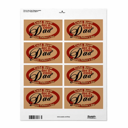 Étiquette à fête des pères de boisson ou de boutei (Feuille entière)