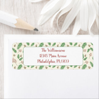 Étiquette À feuillage persistant hiver Floral Noël Adresse d