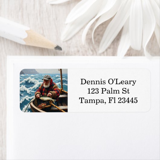 Étiquette A Fisherman on a Boat in the Ocean (En situation)