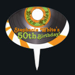 Étiquette À Gâteau les années 70 Disco Super 45 Record 50th Birthday<br><div class="desc">Vous pouvez personnaliser le texte sur cette les années 70 discothèque, super gâteau de fête du 45° 50°. Le design comporte un enregistrement de 45 avec le texte "règles disco" avec des couleurs de style 70's de vert, orange et marron. Pour modifier le texte, utilisez les options de personnalisation. Ou,...</div>