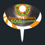 Étiquette À Gâteau les années 70 Disco Super 45 Record 50th Birthday<br><div class="desc">Vous pouvez personnaliser le texte sur cette les années 70 discothèque, super gâteau de fête du 45° 50°. Le design comporte un enregistrement de 45 avec le texte "règles disco" avec des couleurs de style 70's de vert, orange et marron. Pour modifier le texte, utilisez les options de personnalisation. Ou,...</div>